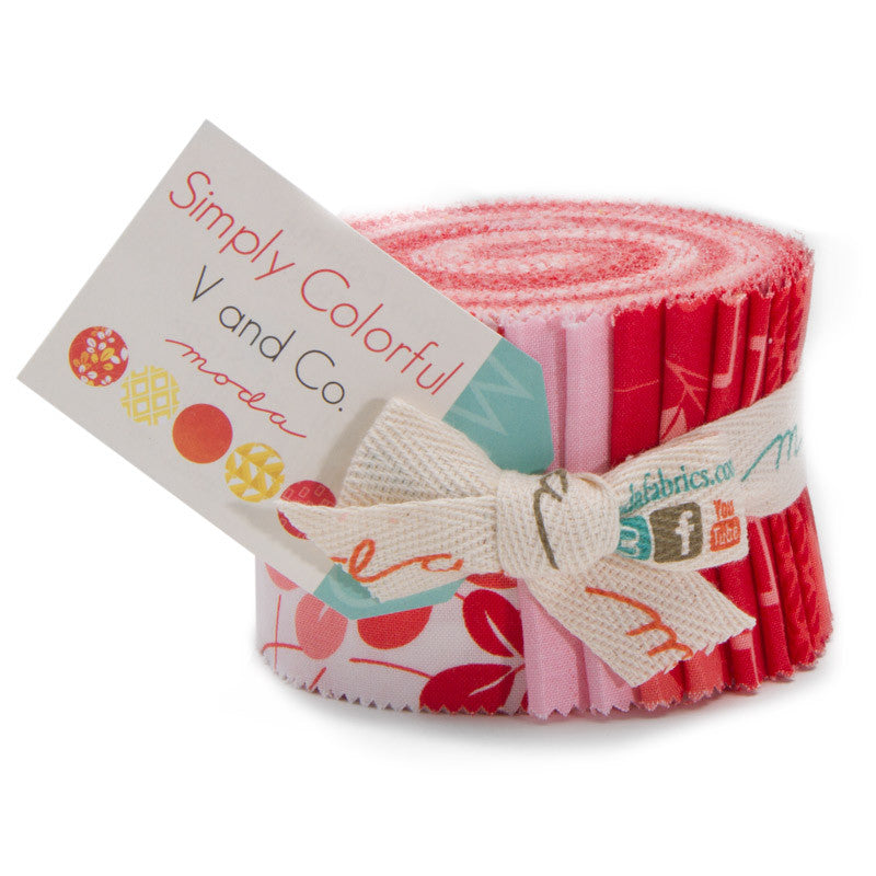 Simply Colorful Junior Jelly Roll by V and Co. for Moda Red - Lady Belle Fabric
